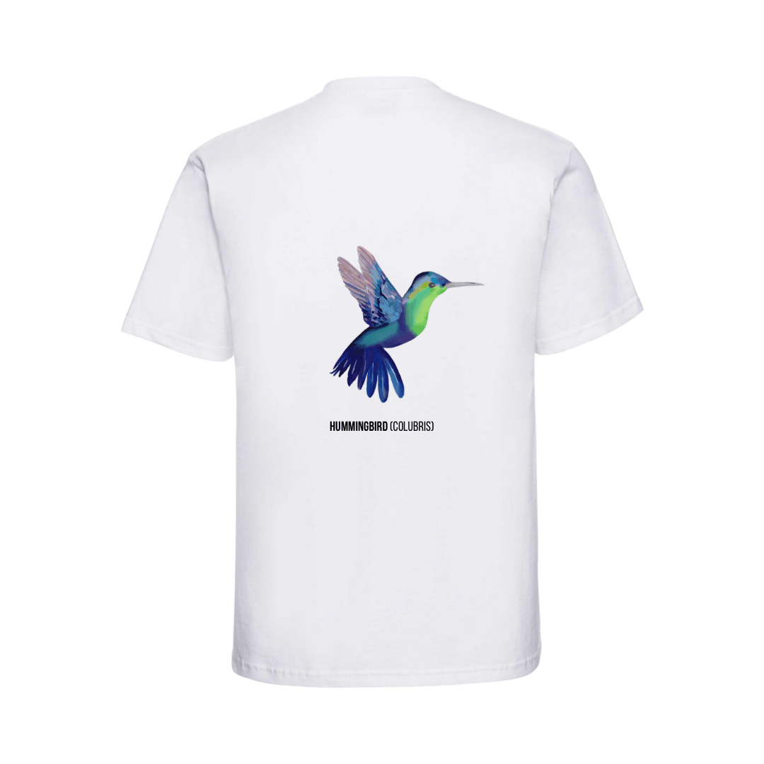 Hummingbird tee is a white t-shirt handmade with love from closely yours